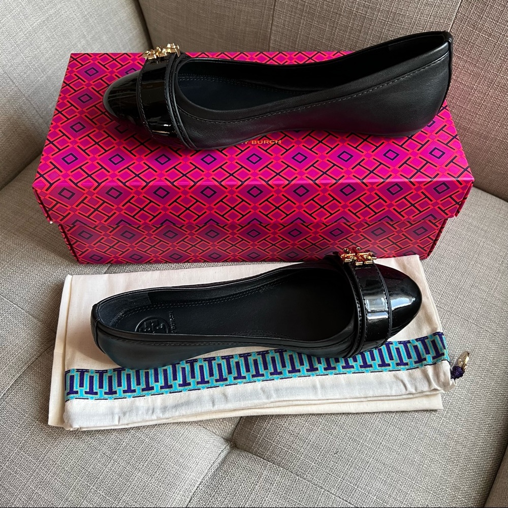Tory Burch Eloise patent/leather ballet flats black sz 7